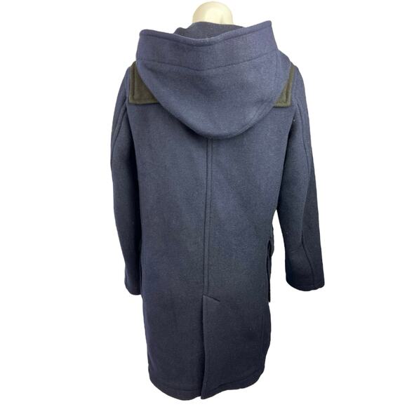 J.W. Anderson x Uniqlo Navy Blue Wool Blend Hooded Long Duffle Coat Jacket Sz XS - Picture 2 of 5